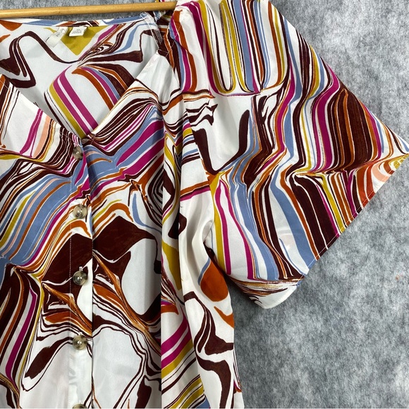 Cato Est 1946 Womens Multicolor Bell Sleeve Artist Print Blouse Size XL - Picture 4 of 11